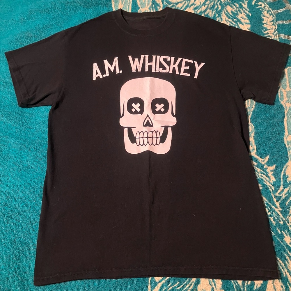 A.M Whiskey Skull Punk T Shirt M NEW